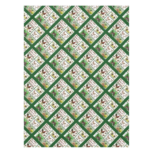 クリスマスの五鳥 テーブルクロス (正面)