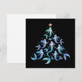クリスマスの人魚の木の少女たち夏の休暇 Xmas シーズンカード (正面/裏面)