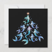 クリスマスの人魚の木の少女たち夏の休暇 Xmas シーズンカード (正面)