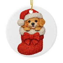 クリスマスの仔犬のニット