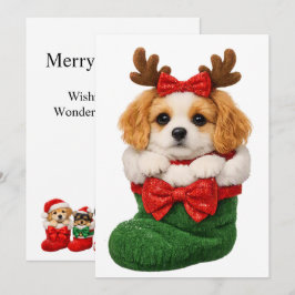 クリスマスの仔犬の冬のニット シーズンカード