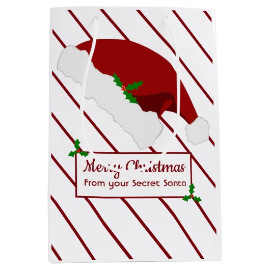 クリスマスの仕事のための秘密のサンタのギフトバッグ ミディアムペーパーバッグ (正面)