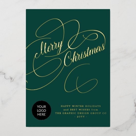 クリスマスの企業の挨拶カスタムロゴ 箔シーズンカード (正面)