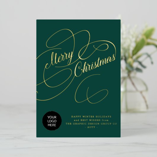 クリスマスの企業の挨拶カスタムロゴ 箔シーズンカード (立ち正面)