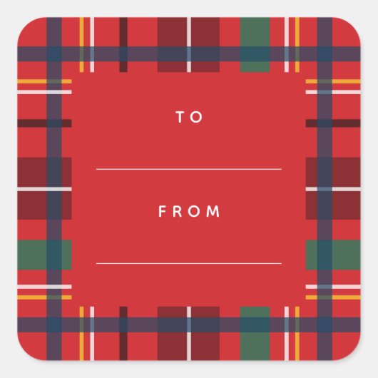 クリスマスの休日から赤いギフト空白のへ スクエアシール (正面)