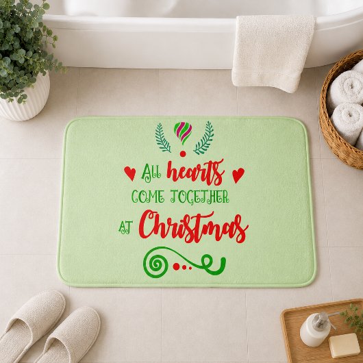 クリスマスの休日にひとつになるハート バスマット
