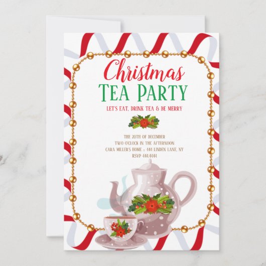 クリスマスの休日のお茶会 招待状 (正面)