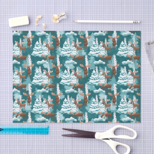 クリスマスの休日のアメリカヘラジカのパーティーのティッシュ 薄葉紙 (クラフト)