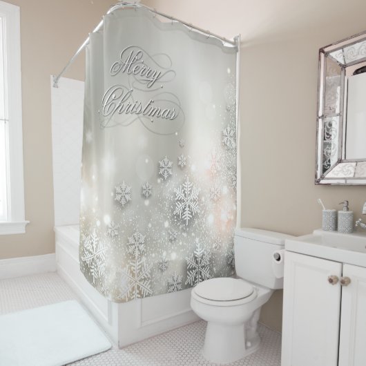 クリスマスの休日のエレガントな雪片 シャワーカーテン (インサイチュ)