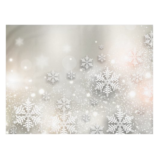 クリスマスの休日のエレガントな雪片 テーブルクロス (正面(横))