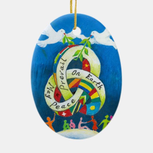 クリスマスの休日のオーナメント-世界平和 セラミックオーナメント (裏面)