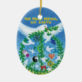 クリスマスの休日のオーナメント-世界平和 セラミックオーナメント (正面)