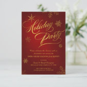 クリスマスの休日のオープンハウスのパーティーの赤及び金ゴールド 招待状 (スタンド正面)