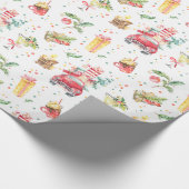 クリスマスの休日のカラフルなトラックは大人のギフトをからかいます ラッピングペーパー (角)