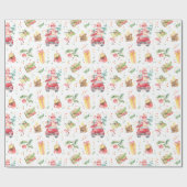 クリスマスの休日のカラフルなトラックは大人のギフトをからかいます ラッピングペーパー (フラット)