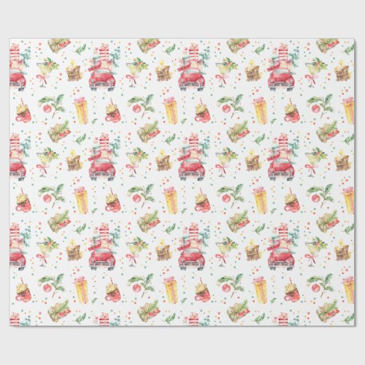 クリスマスの休日のカラフルなトラックは大人のギフトをからかいます ラッピングペーパー (フラット)