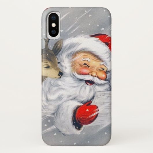 クリスマスの休日のサンタのレトロのトナカイ Case-Mate iPhoneケース (裏面)