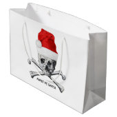 クリスマスの休日のサンタの帽子のスカル ラージペーパーバッグ (裏面アングル)