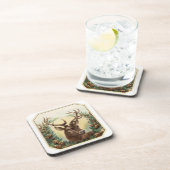 クリスマスの休日のシカは6のマツ円錐形/Setを強く反対します コースター (右側)