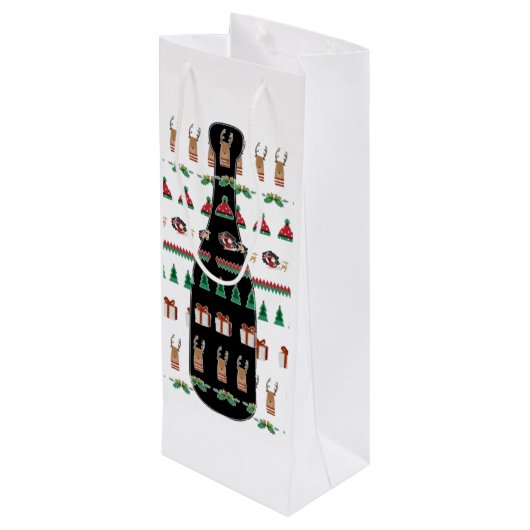 クリスマスの休日のシャンペンのボトル ワインギフトバッグ (裏面アングル)