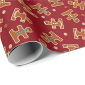 クリスマスの休日のジンジャーブレッドの自閉症の認識度 ラッピングペーパー (ロールコーナー)