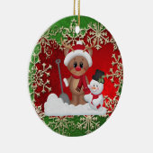 クリスマスの休日のトナカイの漫画のオーナメント セラミックオーナメント (右)