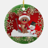 クリスマスの休日のトナカイの漫画のオーナメント セラミックオーナメント (裏面)