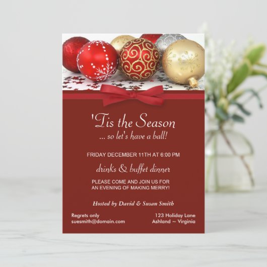 クリスマスの休日のパーティのカスタムの招待状 招待状 (スタンド正面)