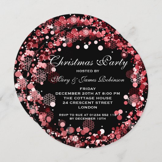 クリスマスの休日のパーティのリースの赤 招待状 (正面/裏面)
