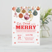 クリスマスの休日のパーティの招待状はメリーな飲み物を食べます 招待状 (スタンド正面)