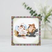 クリスマスの休日のパーティの招待状-おもしろいな牛 招待状 (スタンド正面)