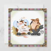 クリスマスの休日のパーティの招待状-おもしろいな牛 招待状 (正面)