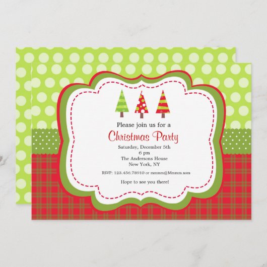 クリスマスの休日のパーティの招待状 招待状 (正面/裏面)