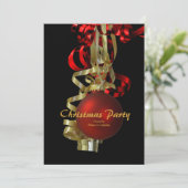 クリスマスの休日のパーティの金ゴールドの赤いエレガント 招待状 (スタンド正面)