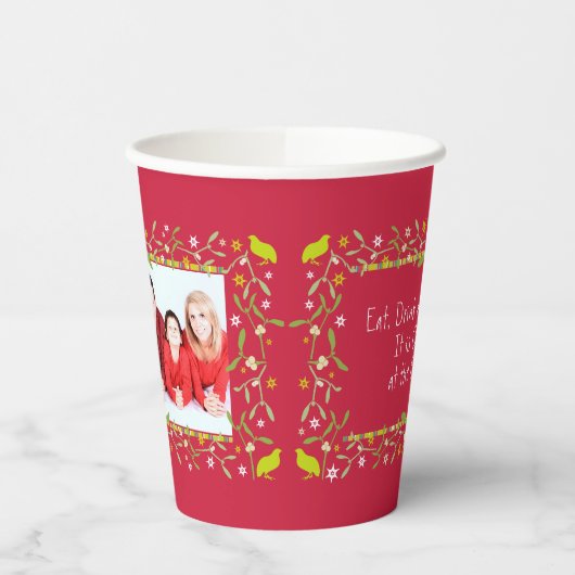 クリスマスの休日のミスタントフォトフレーム赤 紙コップ (左)