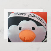 クリスマスの休日のメリーで膨脹可能なペンギン シーズンポストカード (正面/裏面)