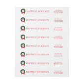 クリスマスの休日のモノグラムのお祝いのリースのカスタム ラップアラウンドラベル (シート)