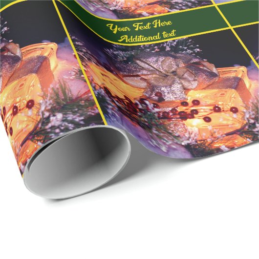 クリスマスの休日のライトプレゼントパーソナライズされた ラッピングペーパー (ロールコーナー)