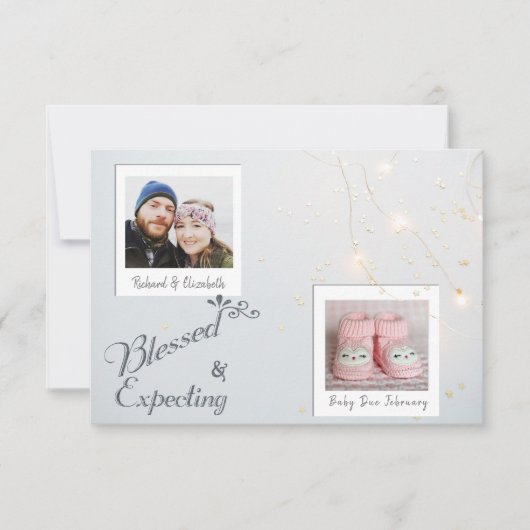 クリスマスの休日の写真の妊娠の発表 セーブザデート (正面)