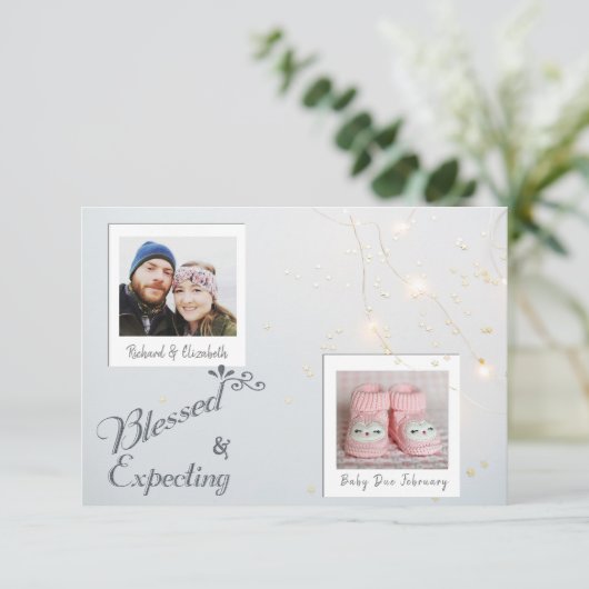 クリスマスの休日の写真の妊娠の発表 セーブザデート (スタンド正面)