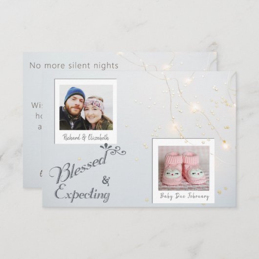 クリスマスの休日の写真の妊娠の発表 セーブザデート (正面/裏面)