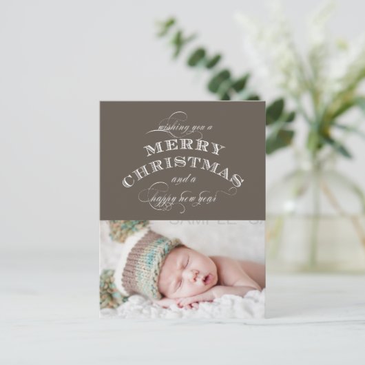 クリスマスの休日の写真の郵便はがきの暗灰色 シーズンポストカード (スタンド正面)