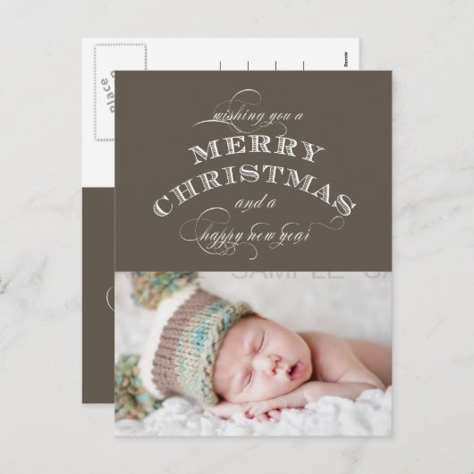 クリスマスの休日の写真の郵便はがきの暗灰色 シーズンポストカード (正面/裏面)