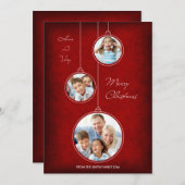 クリスマスの休日の写真カード赤いオーナメント シーズンカード (正面/裏面)