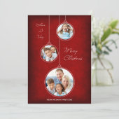 クリスマスの休日の写真カード赤いオーナメント シーズンカード (スタンド正面)