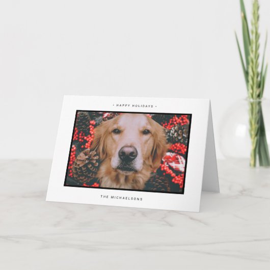 クリスマスの休日の写真 |クリスマス・ホリー シーズンカード (正面)