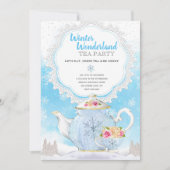 クリスマスの休日の冬の不思議の国のお茶会 招待状 (正面)