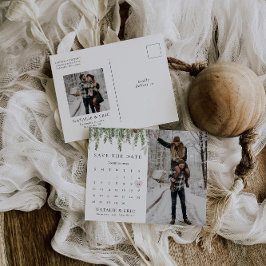 クリスマスの休日の冬の写真の日付を保存 ポストカード