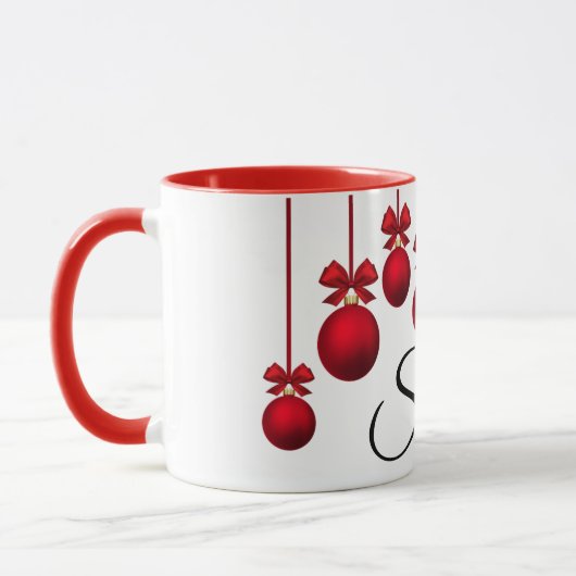 クリスマスの休日の名前のマグ マグカップ (左)