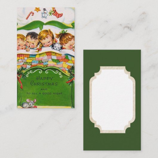 クリスマスの休日の子供はメッセージカードを加えます 名刺 (正面/裏面)
